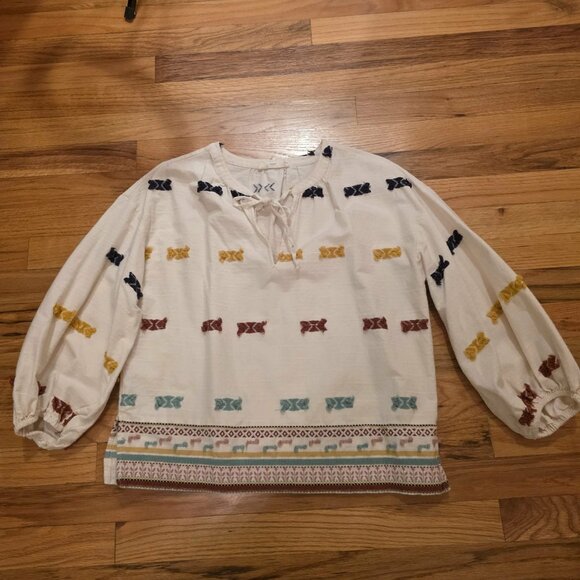 Lou & Grey for Loft Ivory Embroidered Tunic Top XS - Picture 1 of 5